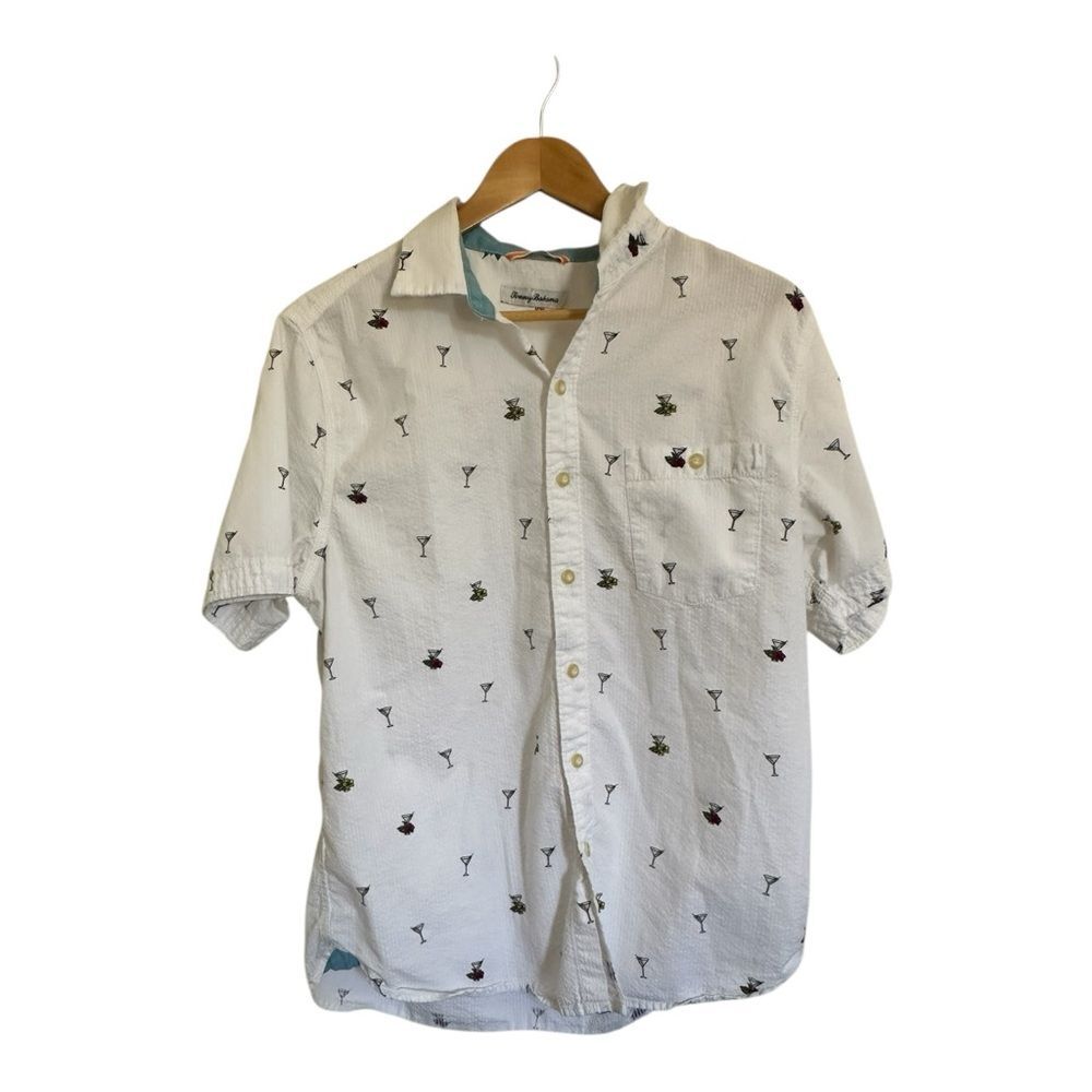 Tommy Bahama White Martini Patterned Men's Shirt M